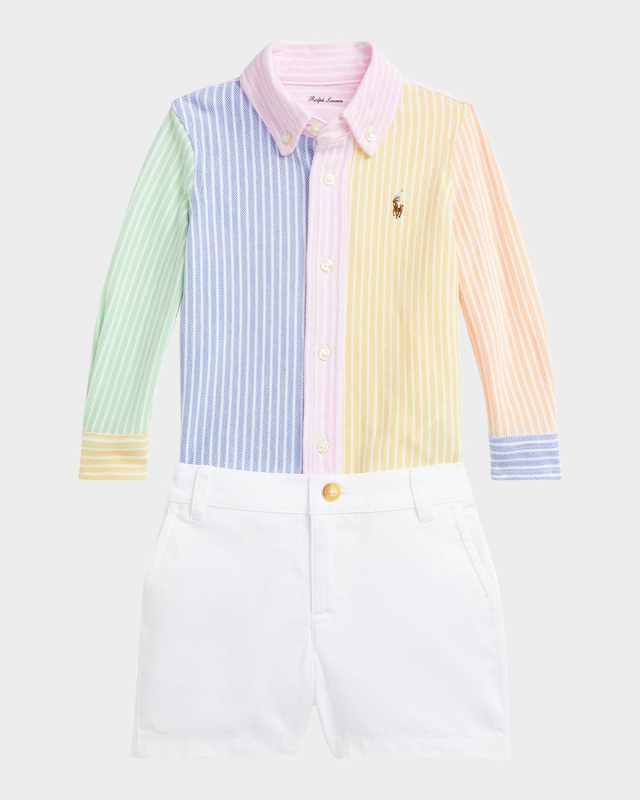 Boy's Striped Shirt and Chino Pants Set, Size 3M-24